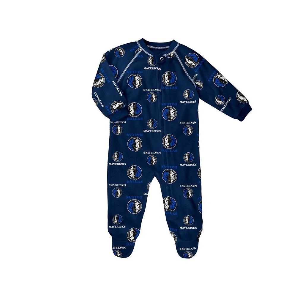 Dallas Mavericks Infant Team Raglan Full-Zip Sleeper -One Piece  Navy NEW 12M